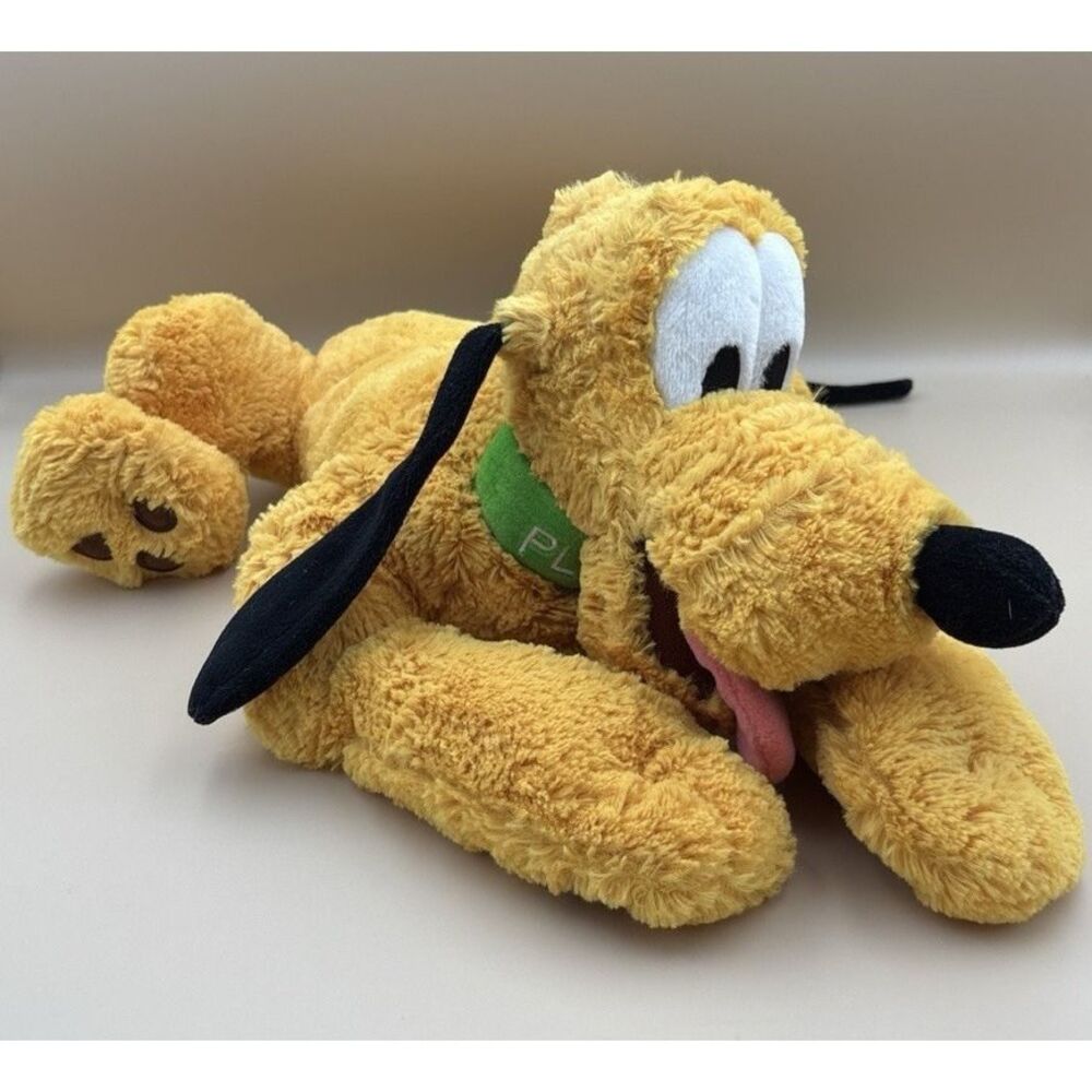 PLUTO Plush Disney Store Genuine Authentic Dog Stuffed Animal Floppy Beans 16"